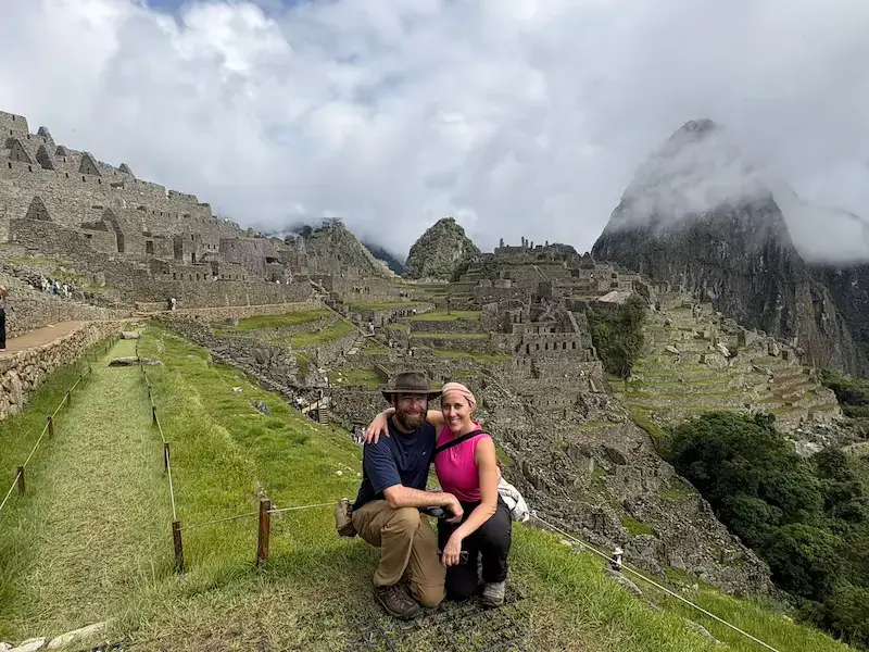 Machu Picchu ancient citadel in Peru surrounded by mountains and cloud forest landscape