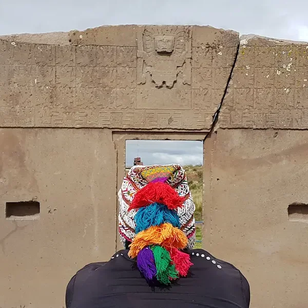Gate of the Sun at Tiwanaku archaeological site in Bolivia showcasing ancient stone architecture